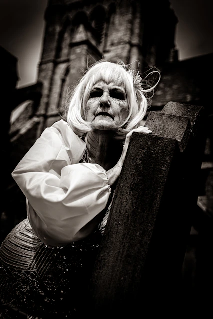 a person with a skull mask