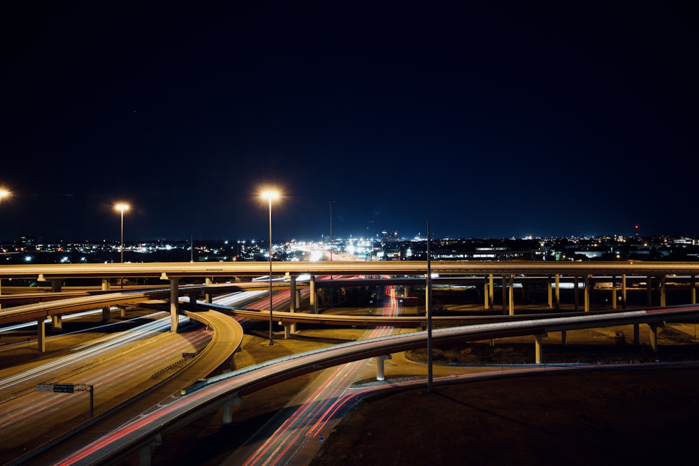 a train station at night