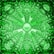 A symmetrical, abstract pattern featuring multiple layers of translucent, concentric circles and cylindrical shapes, all in various shades of green. The design has a central focal point with a sphere surrounded by radiating tubes, creating a sense of depth and complexity.