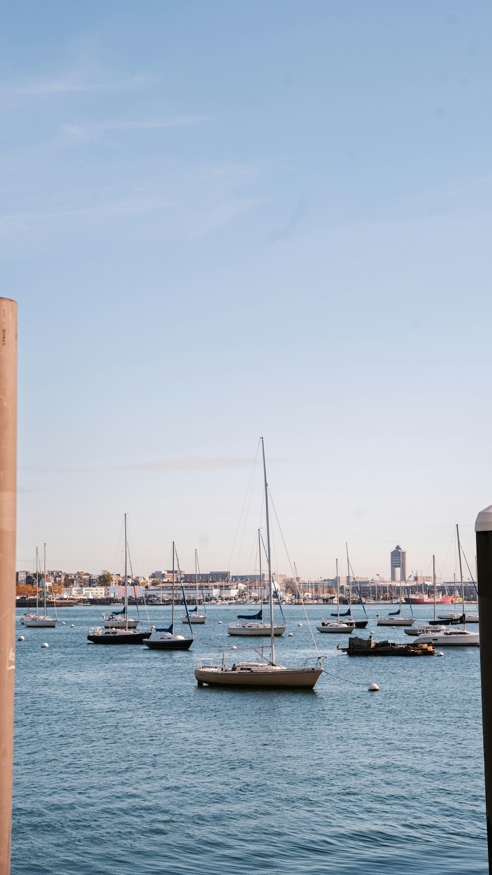 a group of boats in a harbor