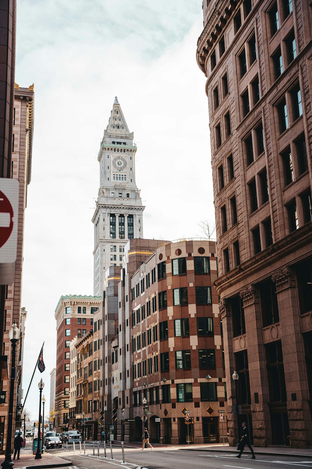 a clock tower in a city