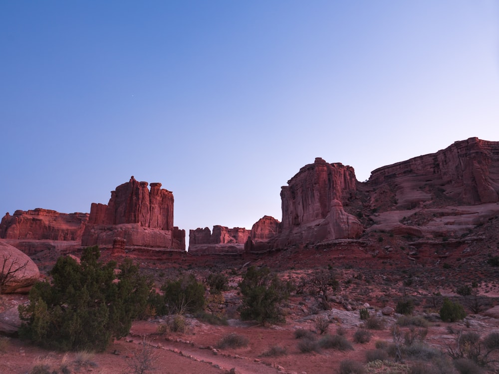 a desert landscape with red rock formations