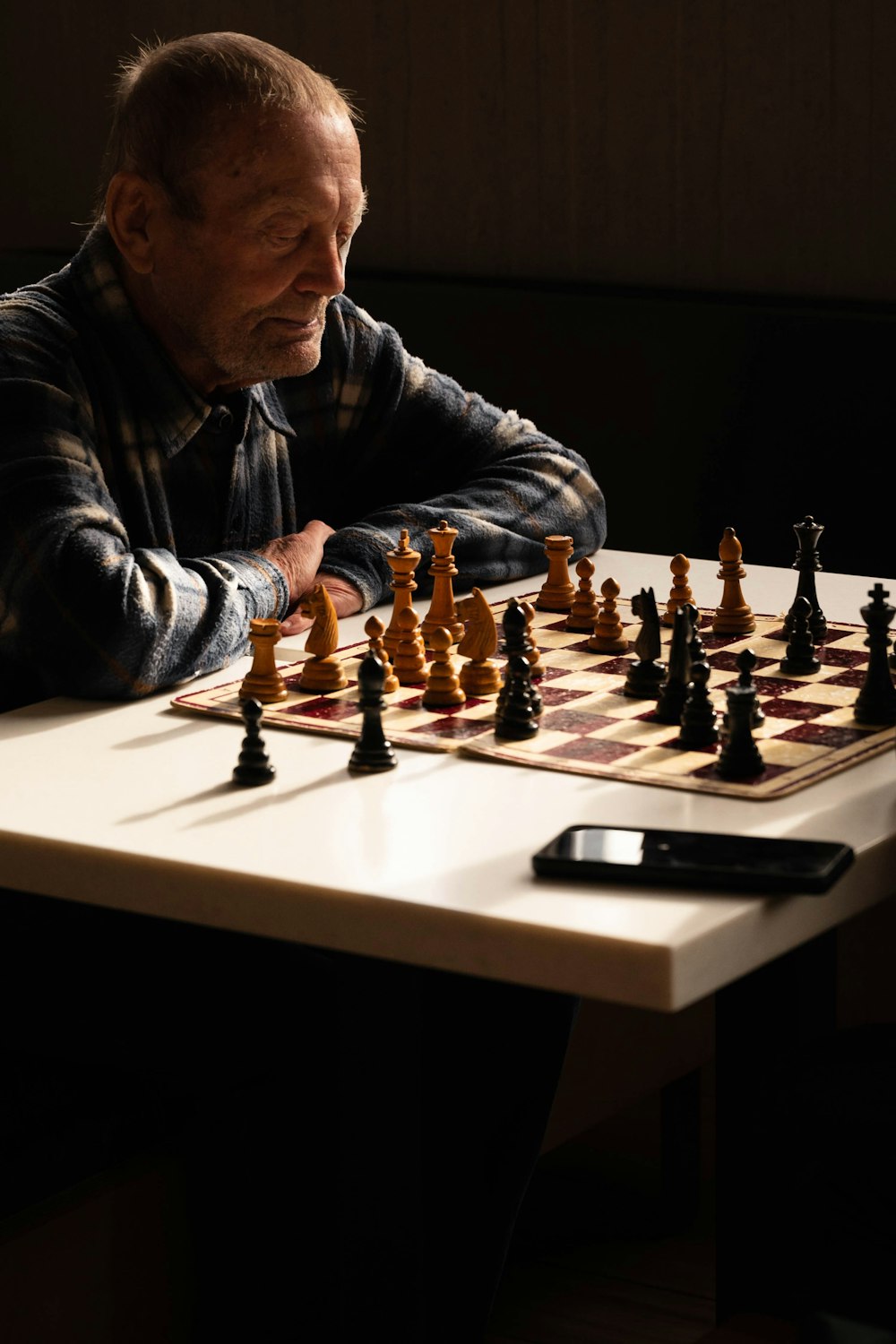 a man playing chess