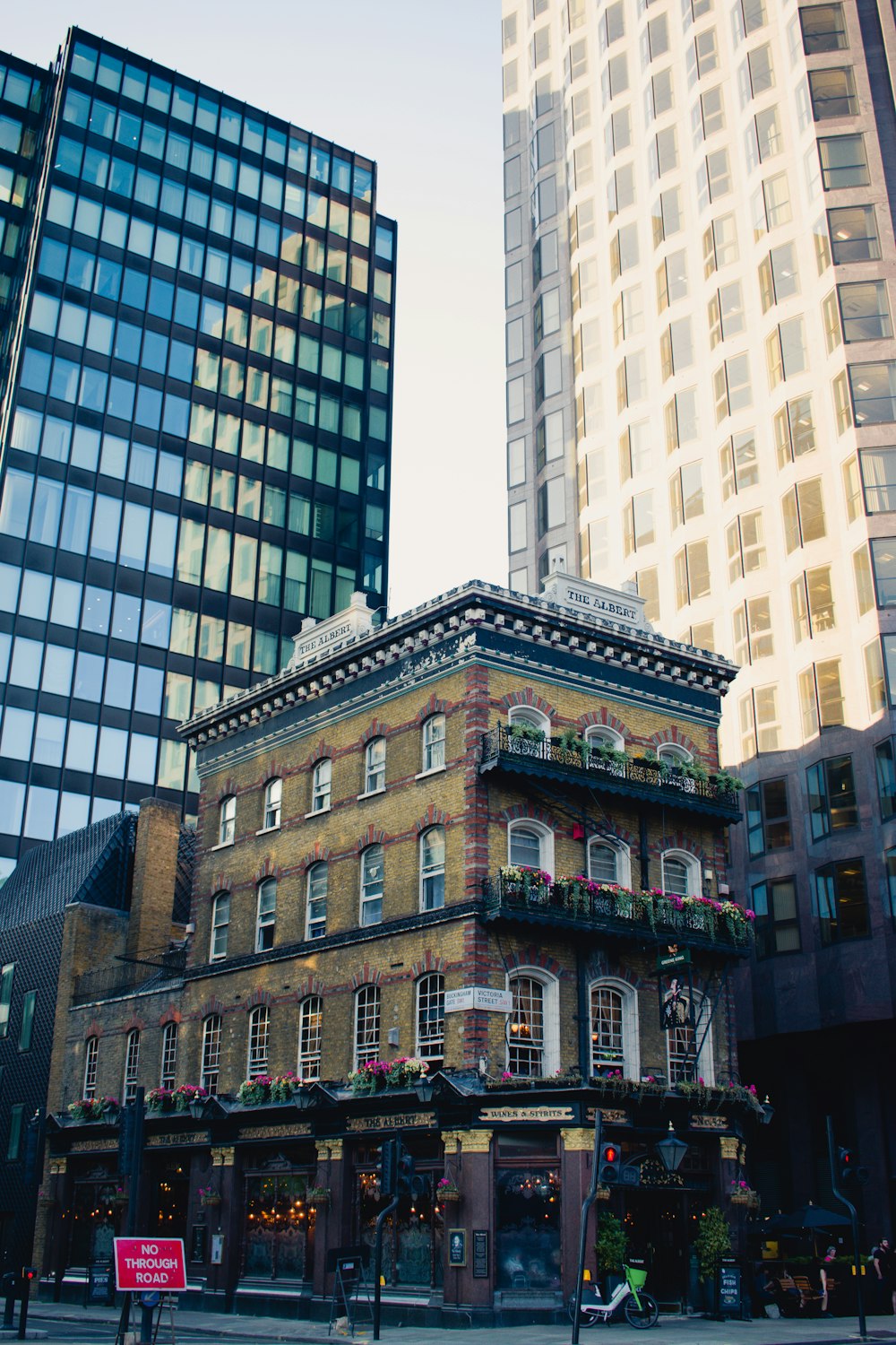 a building with a sign in front of it