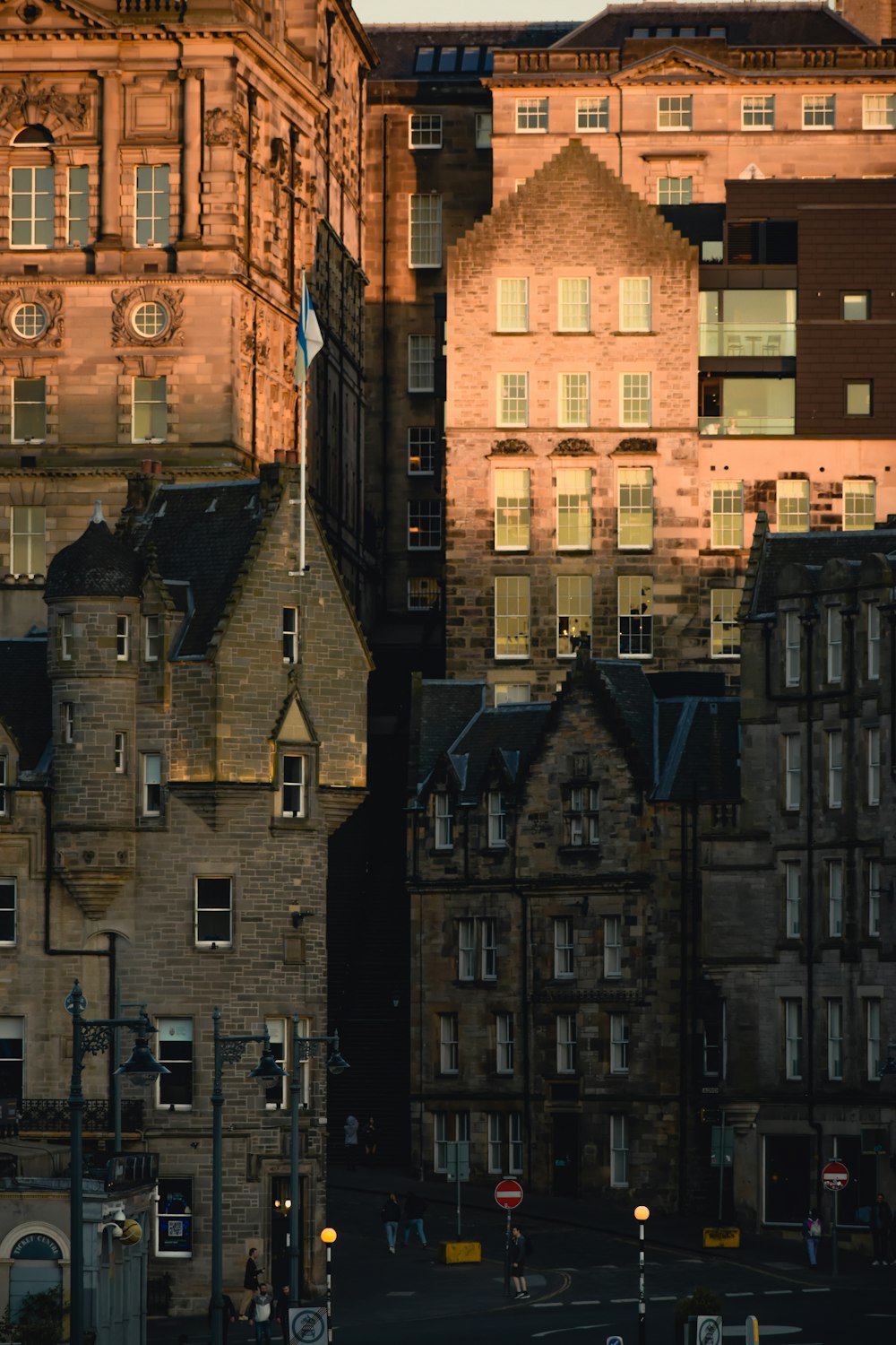 a city street with buildings