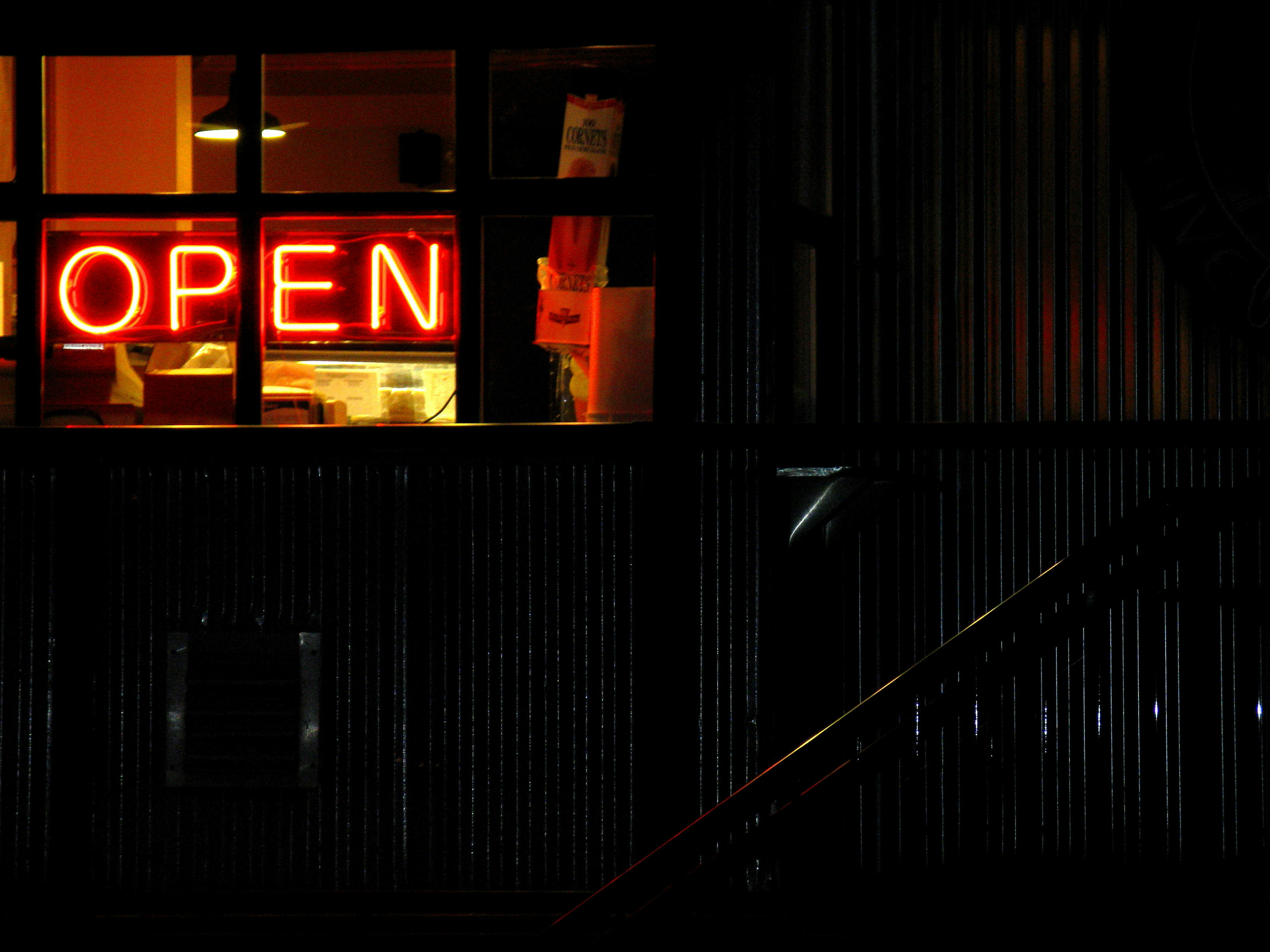 a red light in a dark room