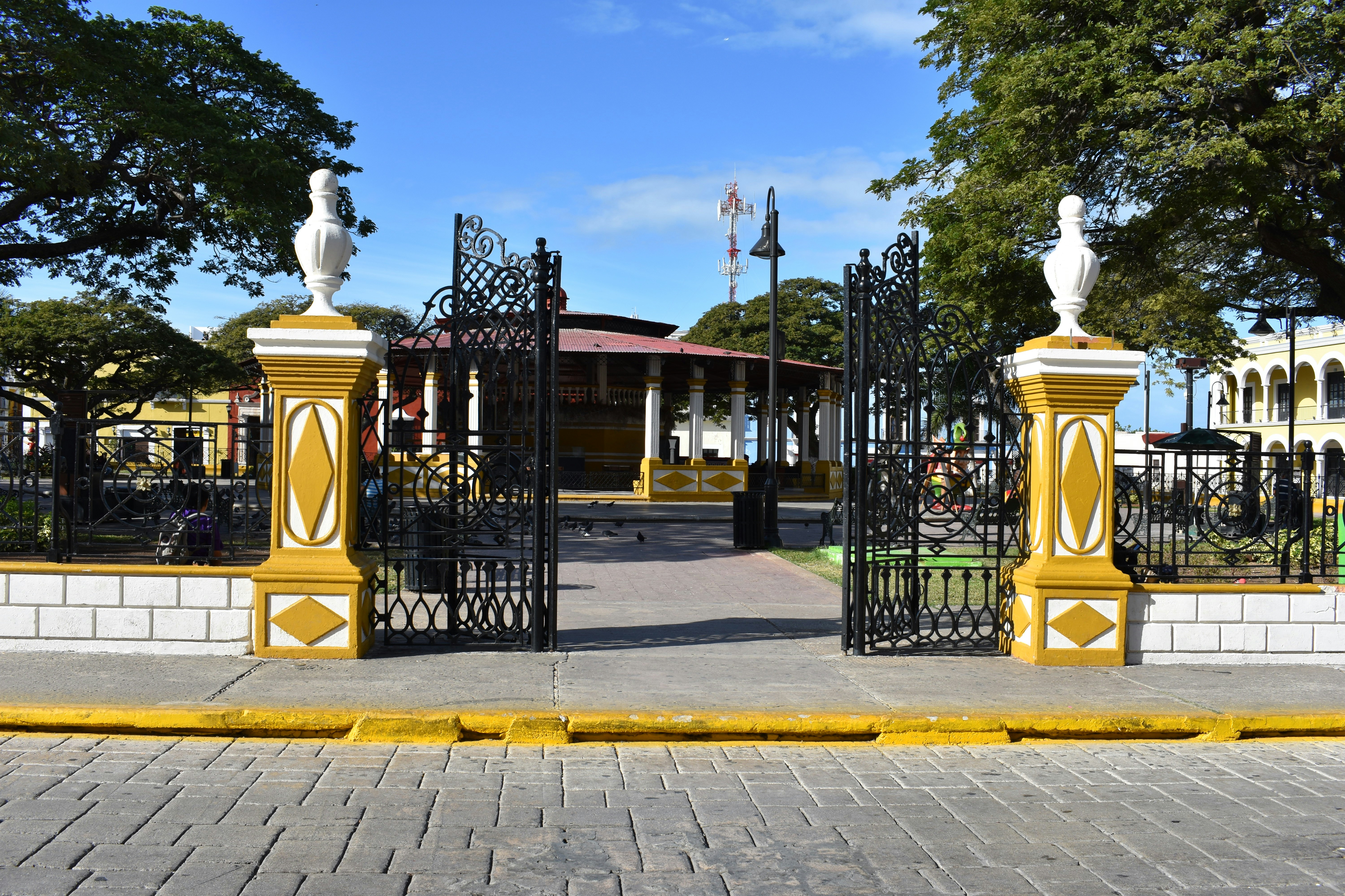 a gated entrance to a building