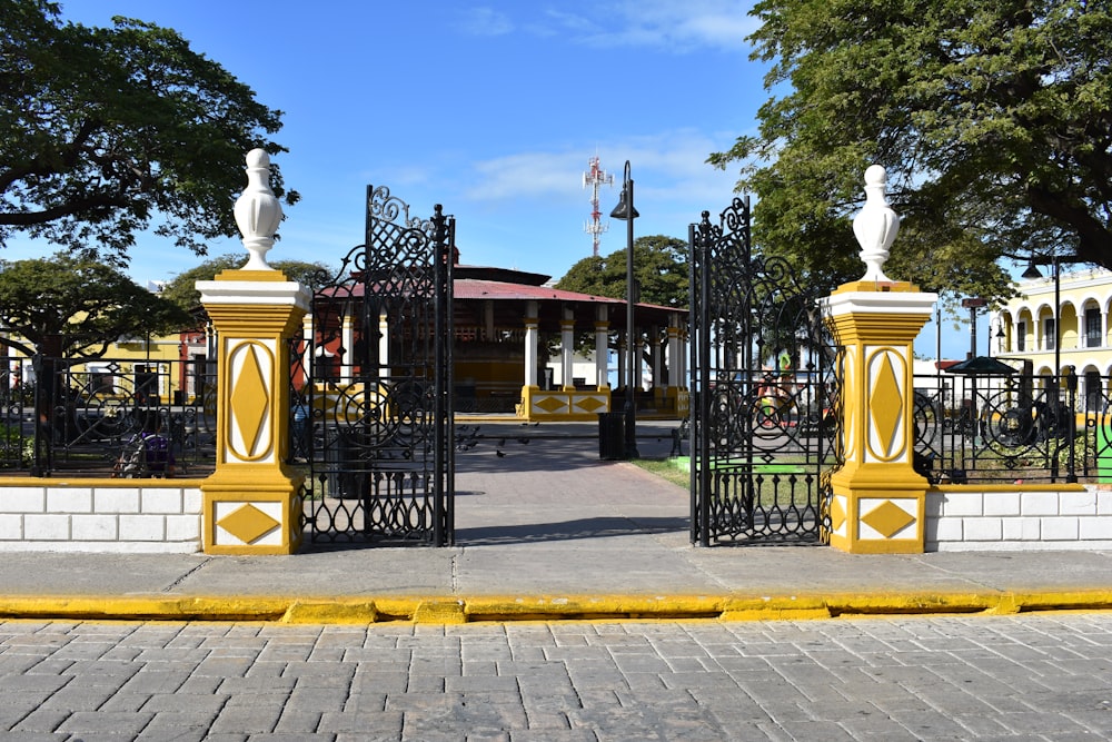 a gated entrance to a building