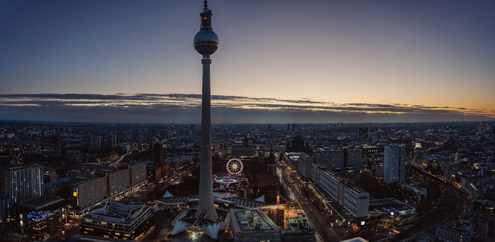 a tall tower in a city