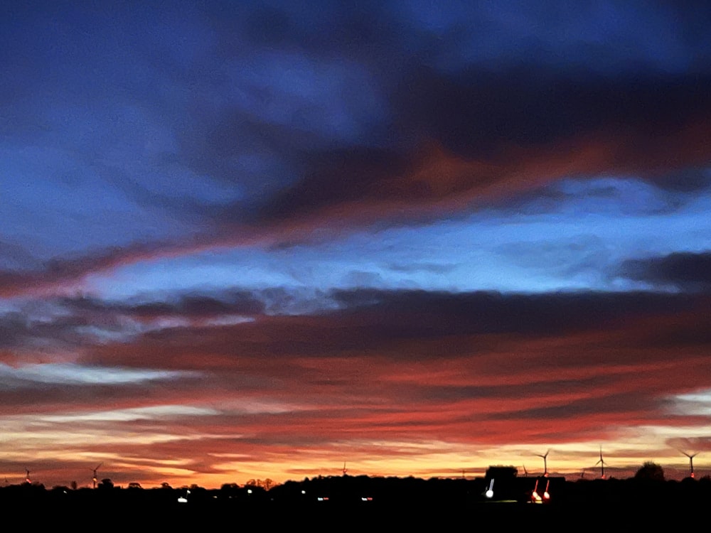 a sunset with clouds