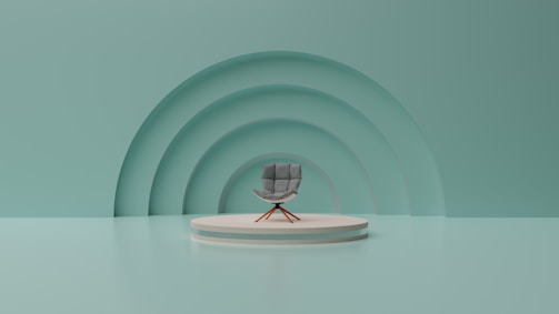 Modern arbitration hearing with minimalistic design and soft green tones.