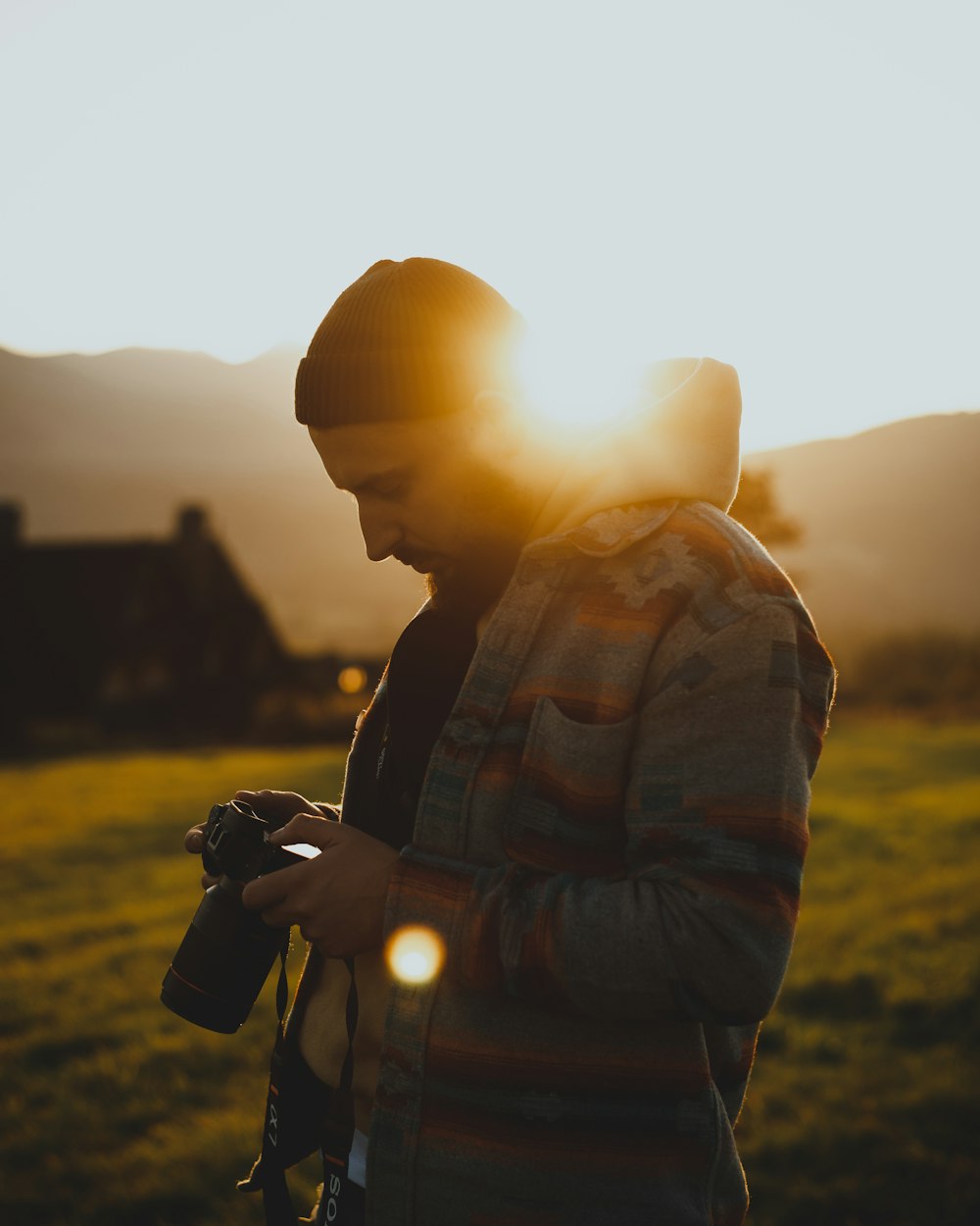 a person holding a camera