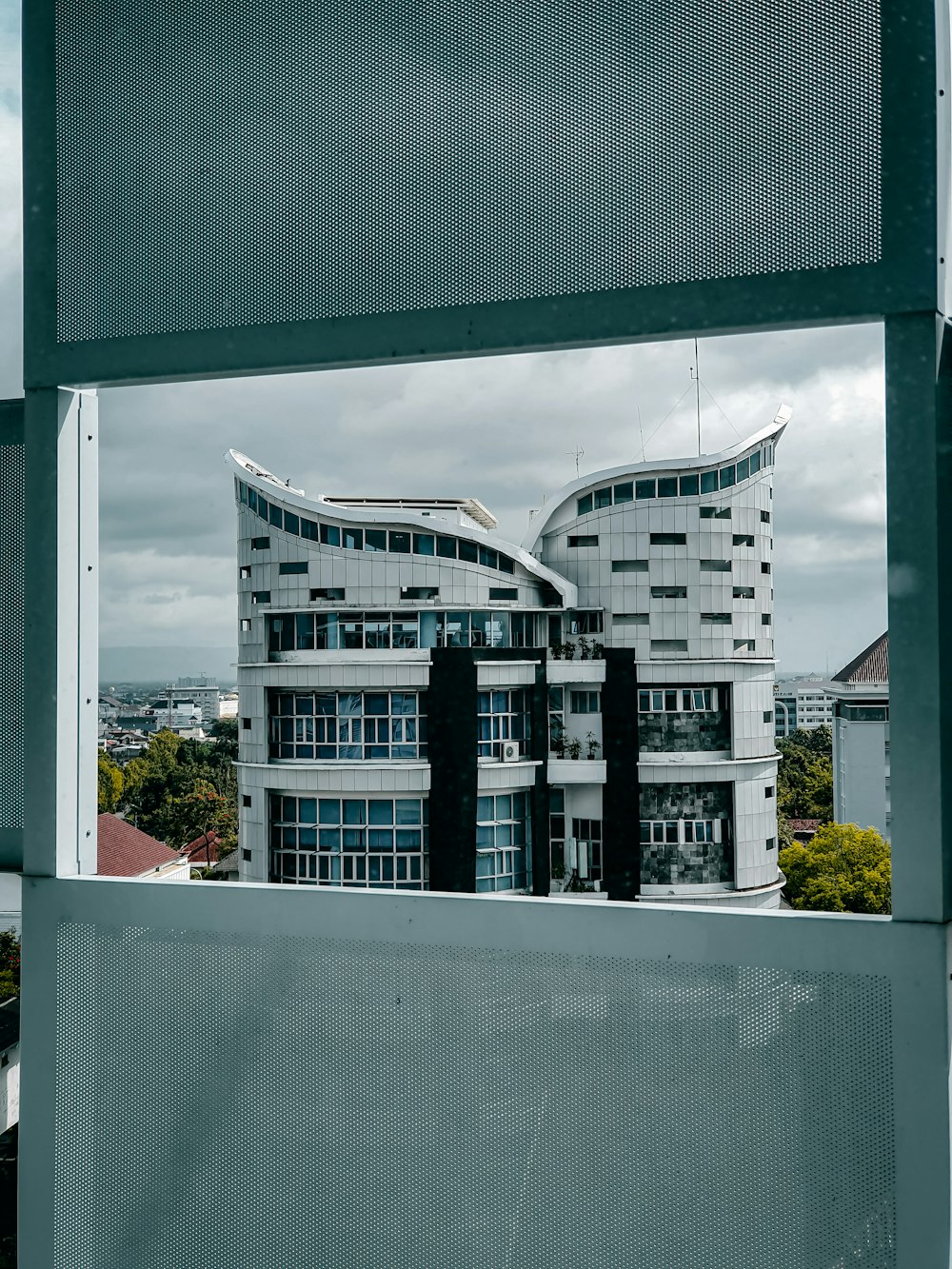 a view of a building from a window