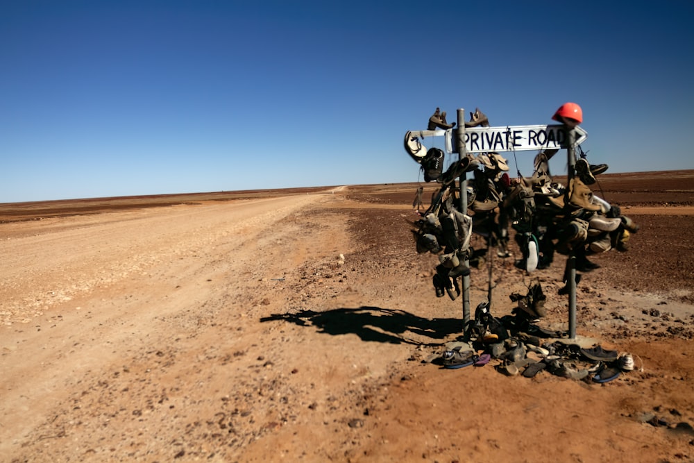 a sign in the desert