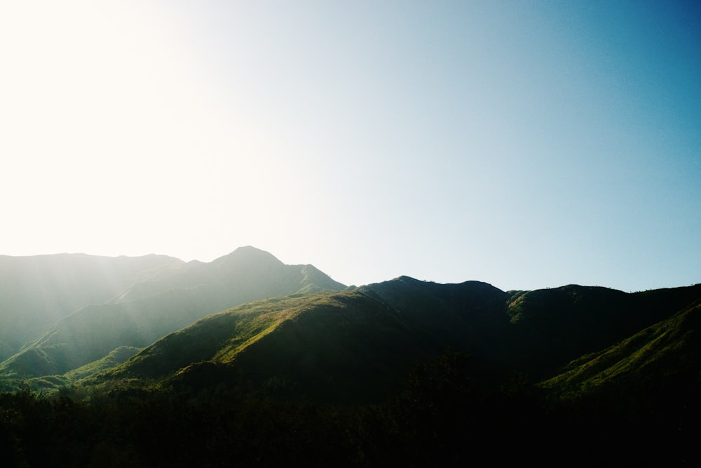 a landscape with hills and trees