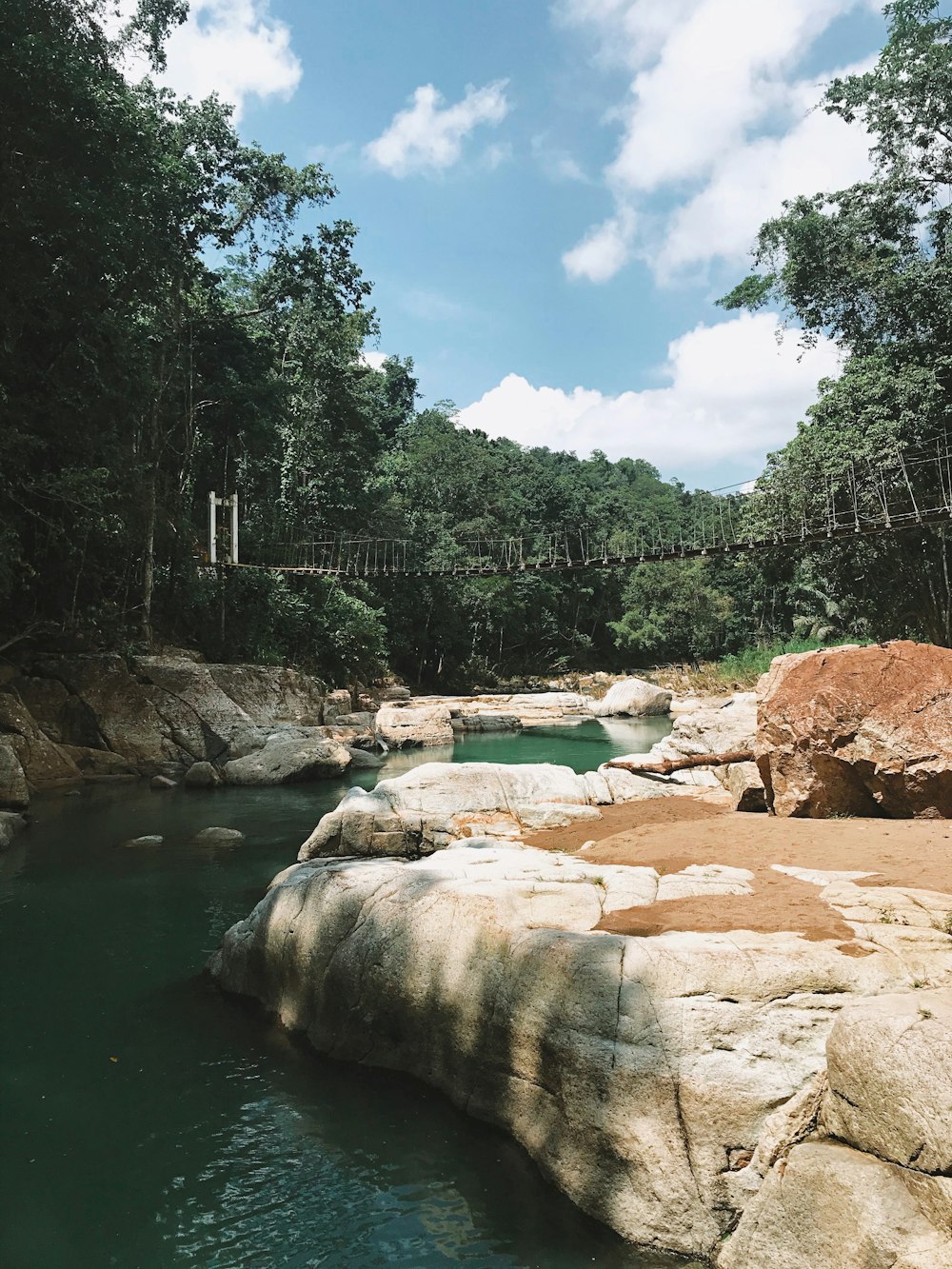 a river with rocks and trees