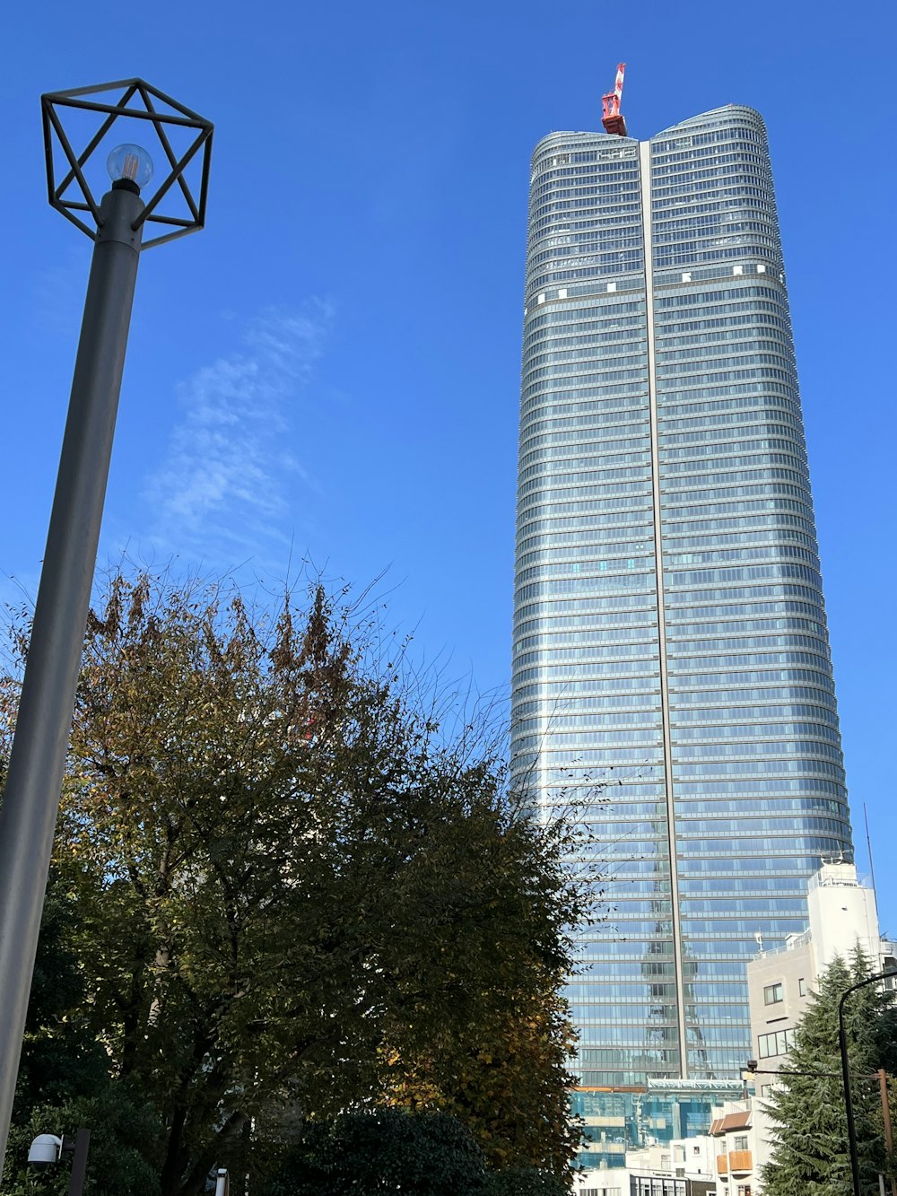 a tall glass building