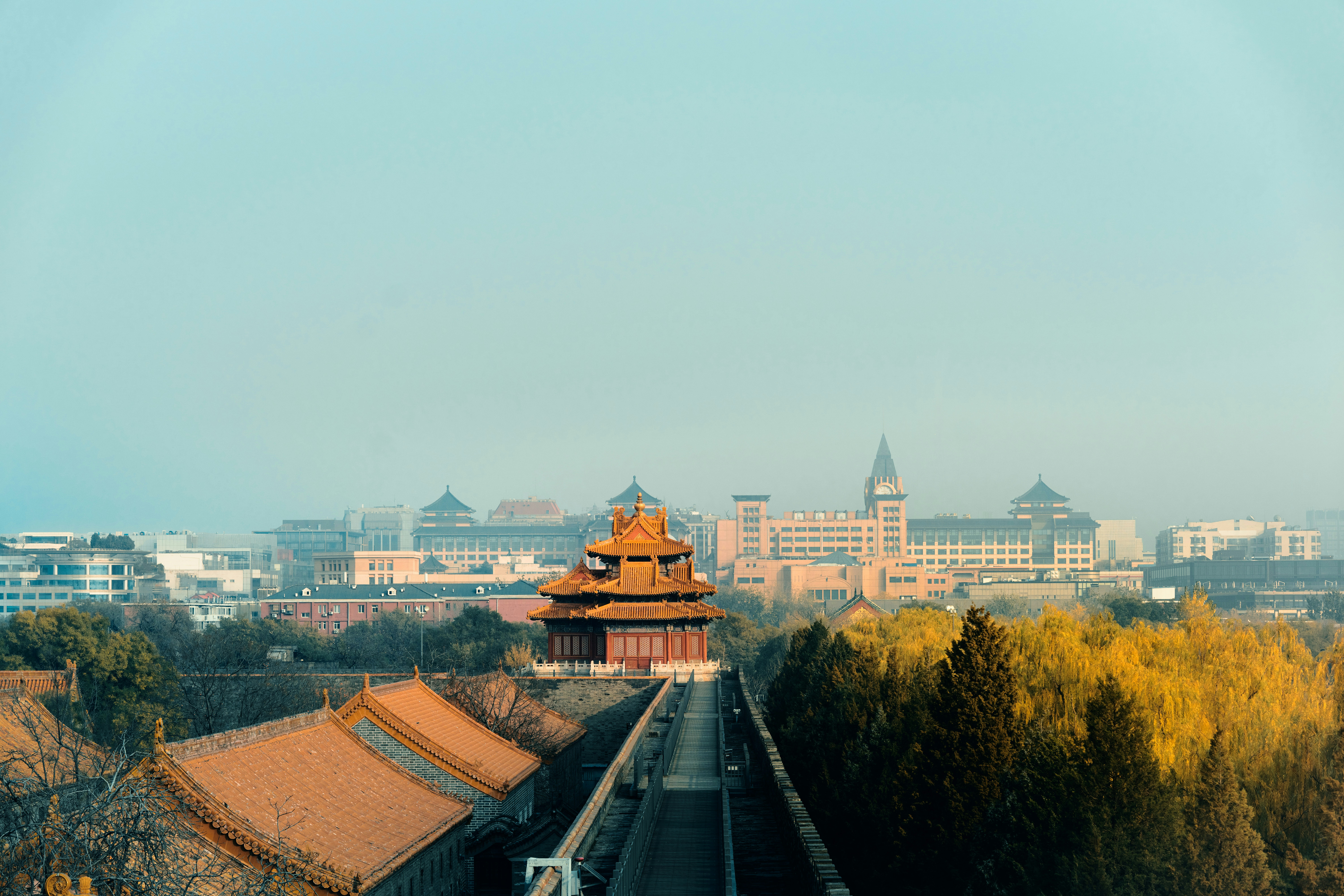 a city with a large pagoda