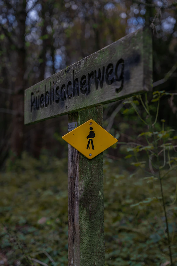 a sign on a post