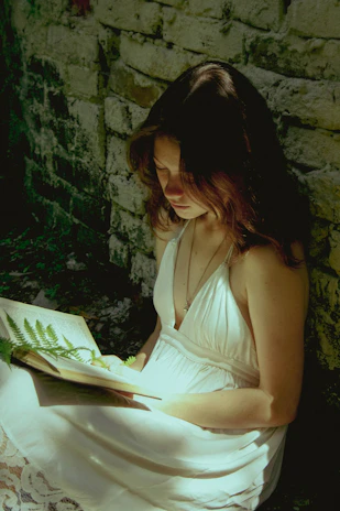 a woman reading a book