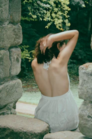 a woman in a white dress