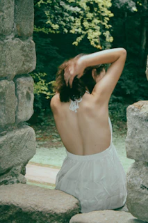 a woman in a white dress