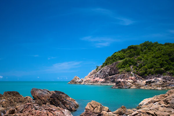 Rocky beach and trees on Koh Samui