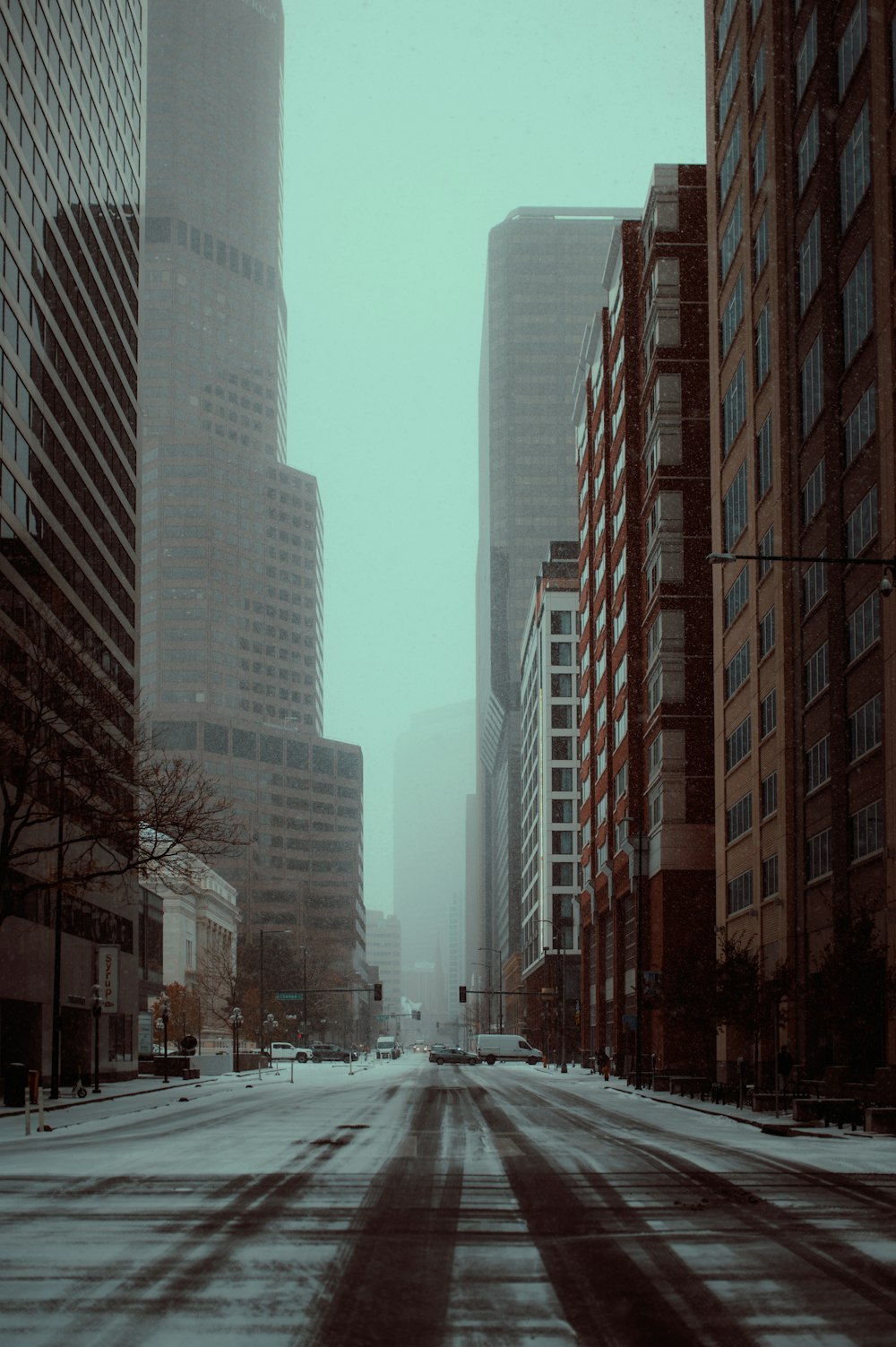 a street with tall buildings on either side of it