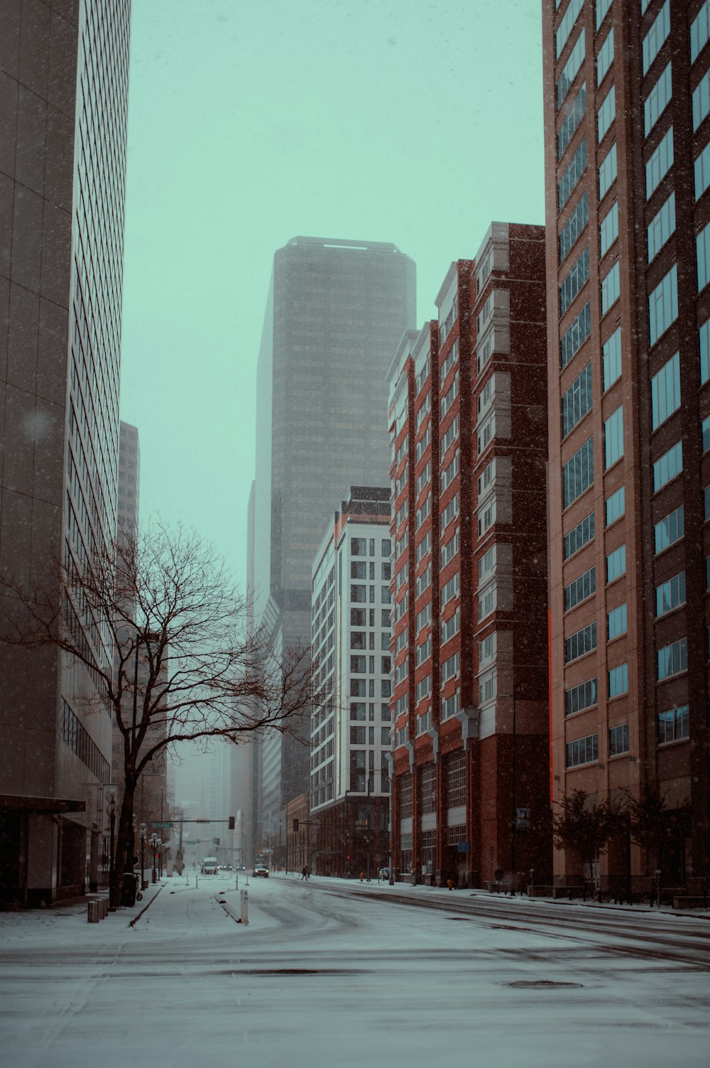 a street with tall buildings on either side of it