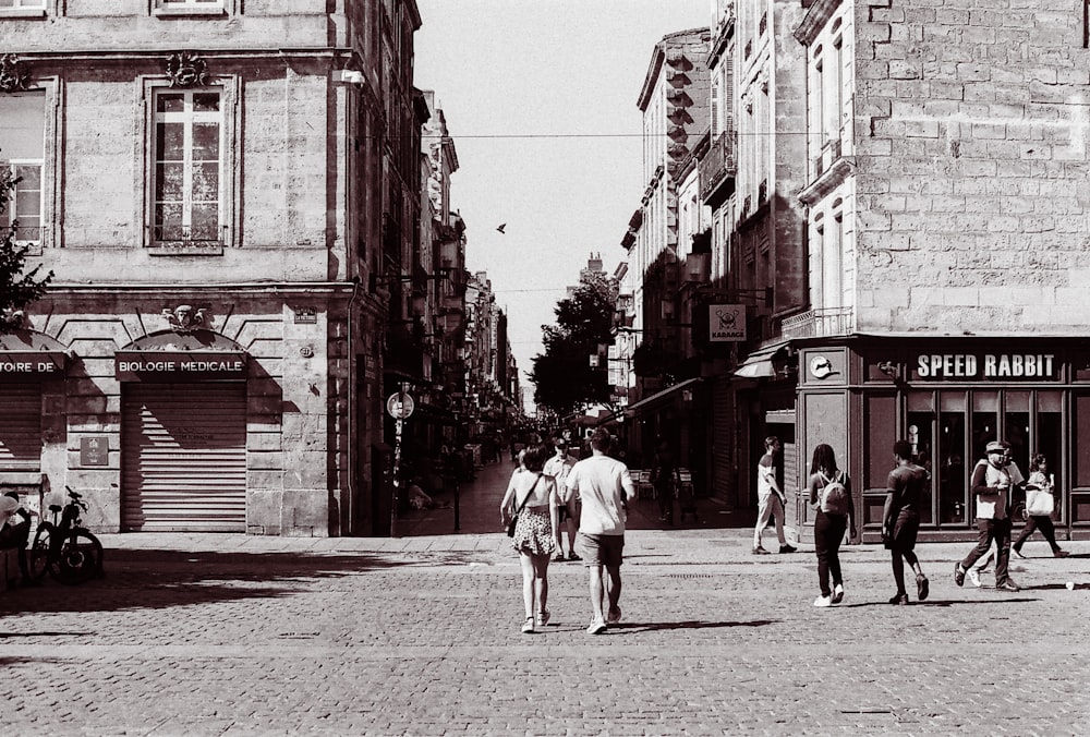 people walking on a street