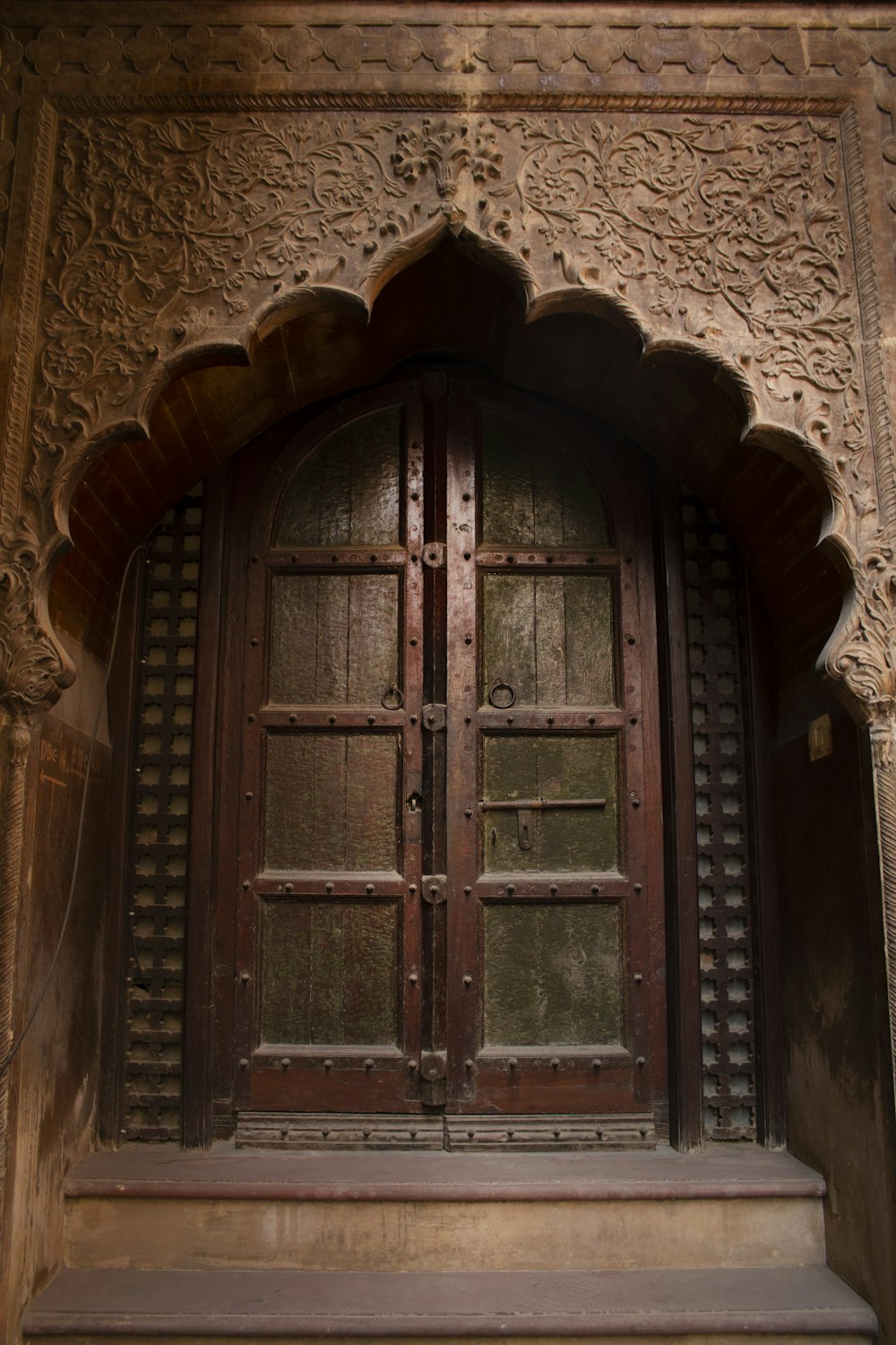 a large wooden door