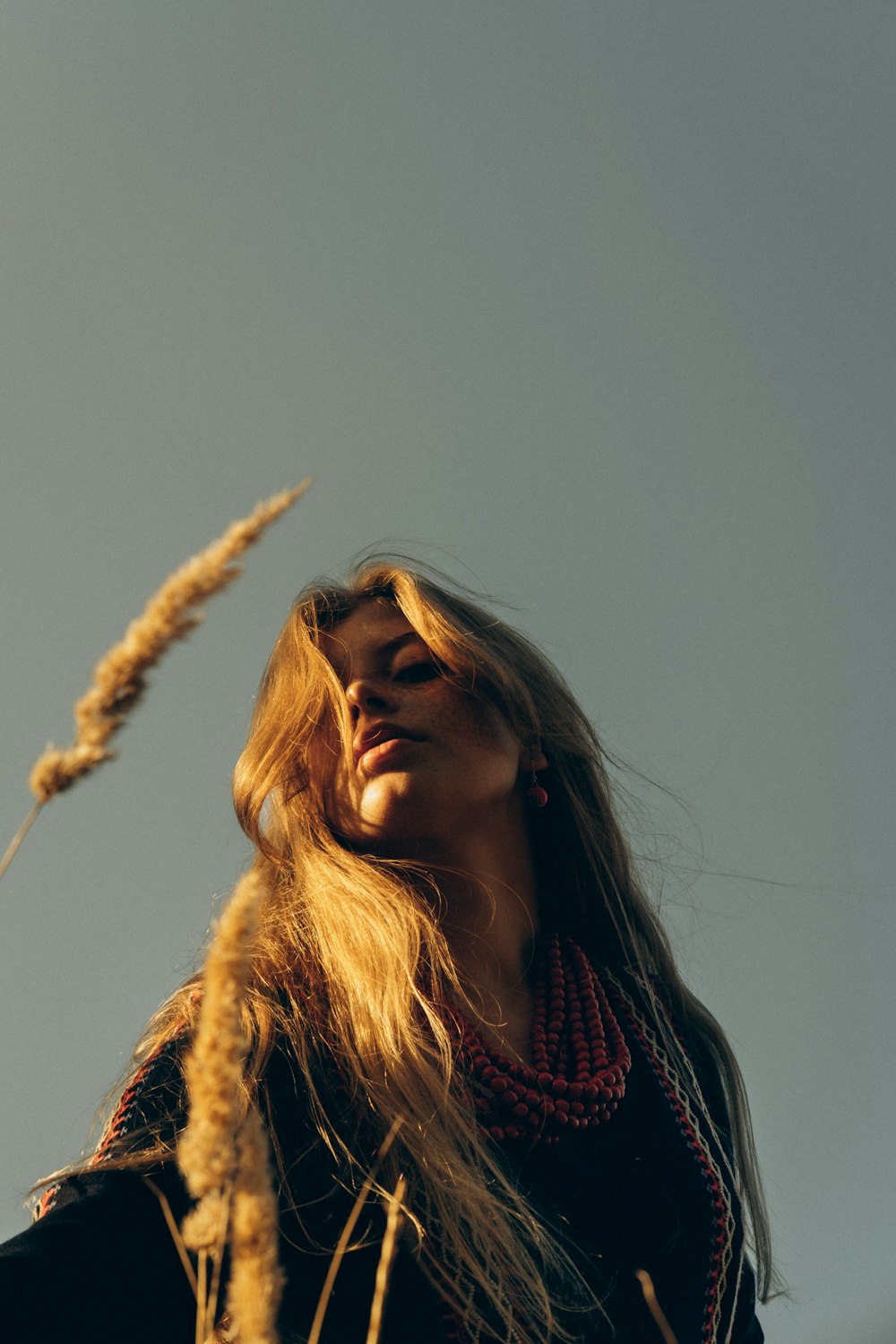 a woman with long hair