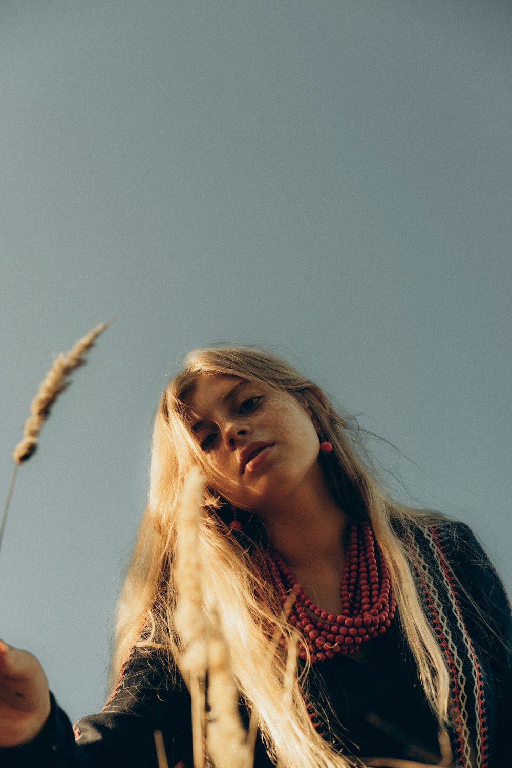 a woman with long hair