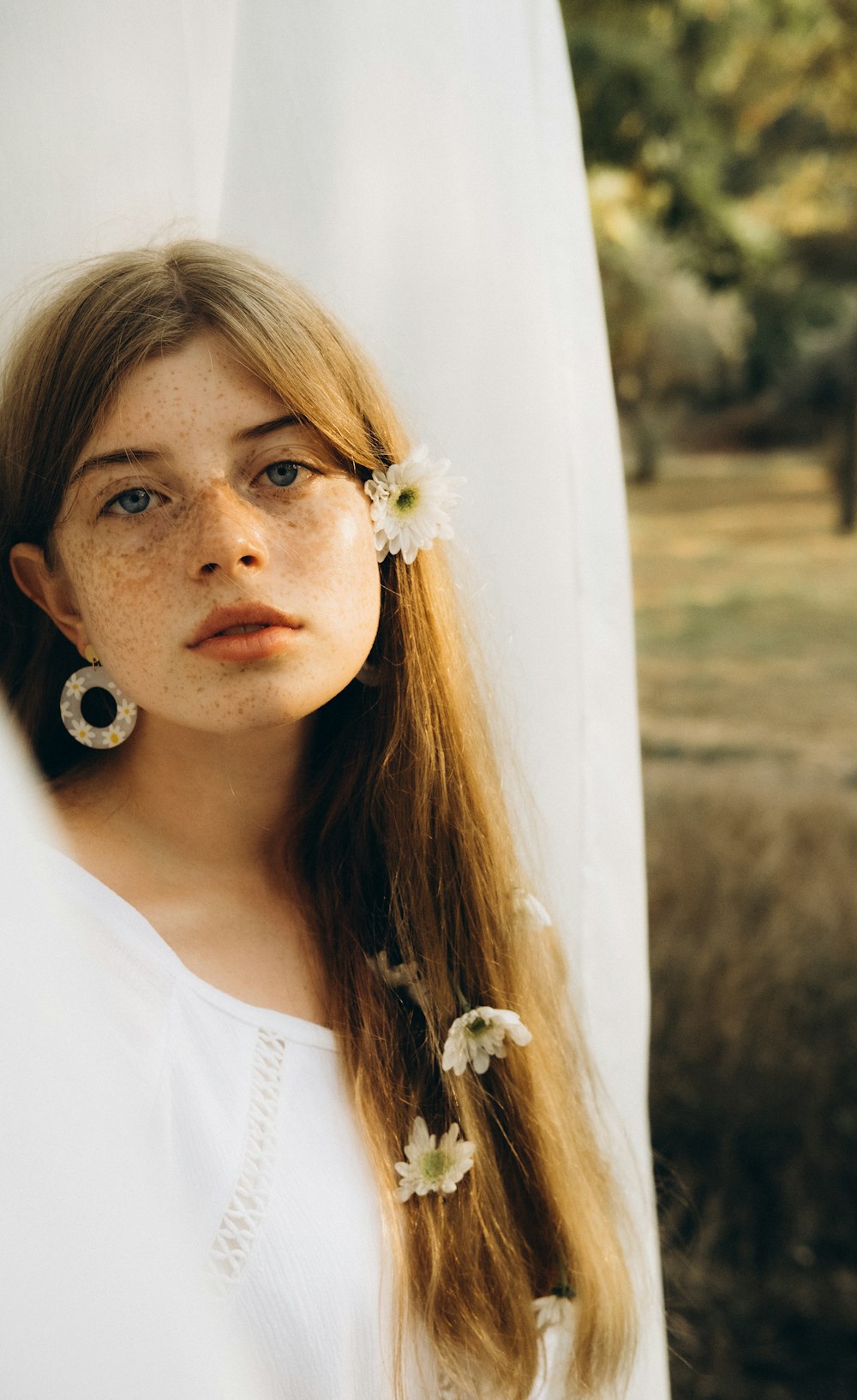 a woman with long hair