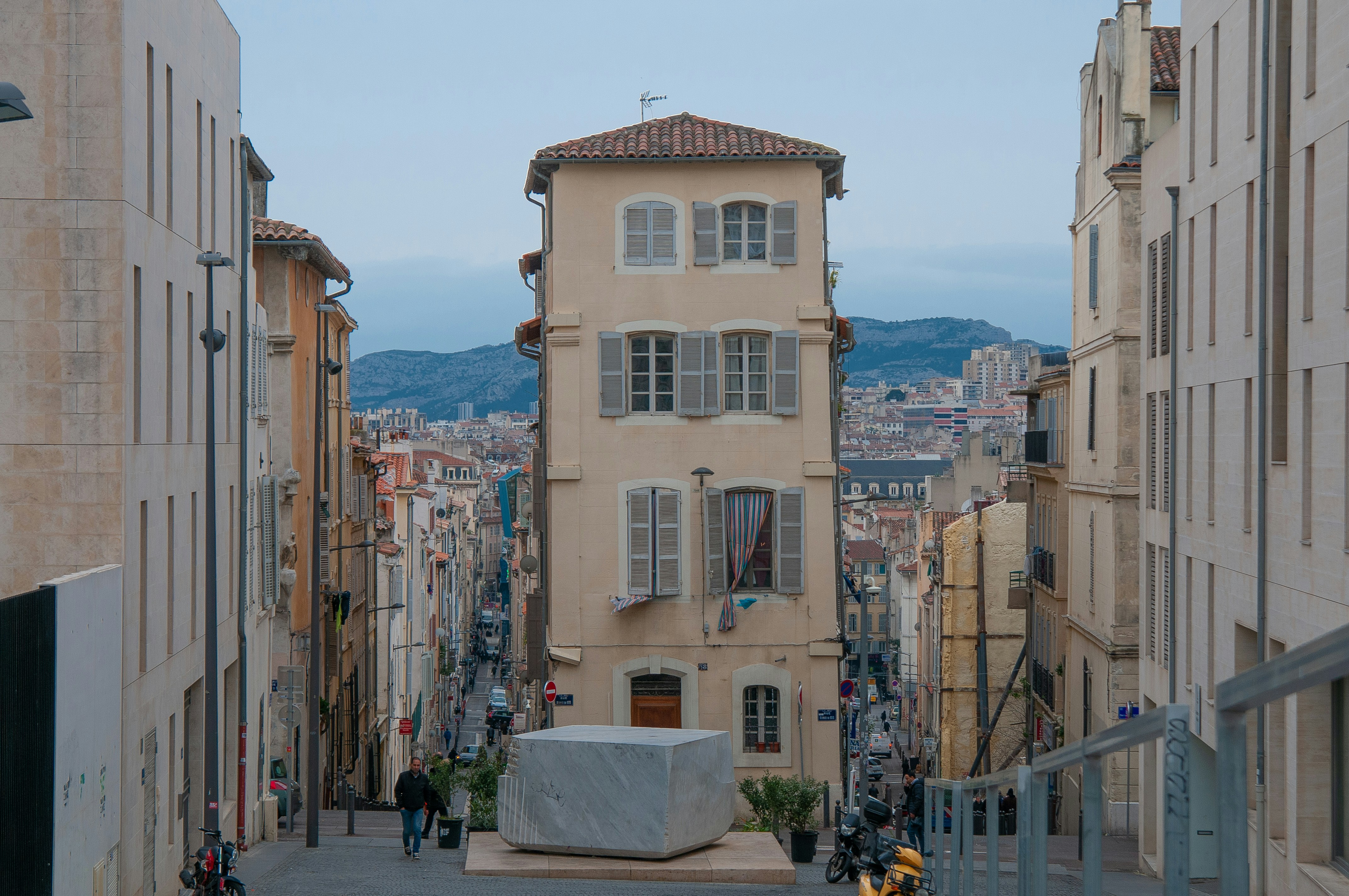 a tall building in a city