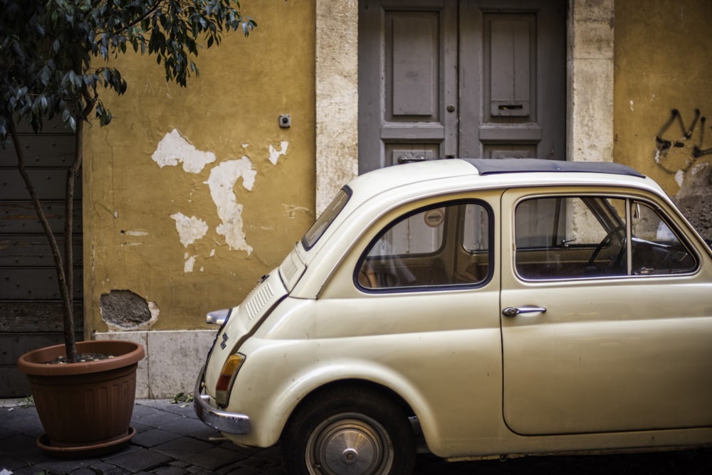 a car parked on the side of a street