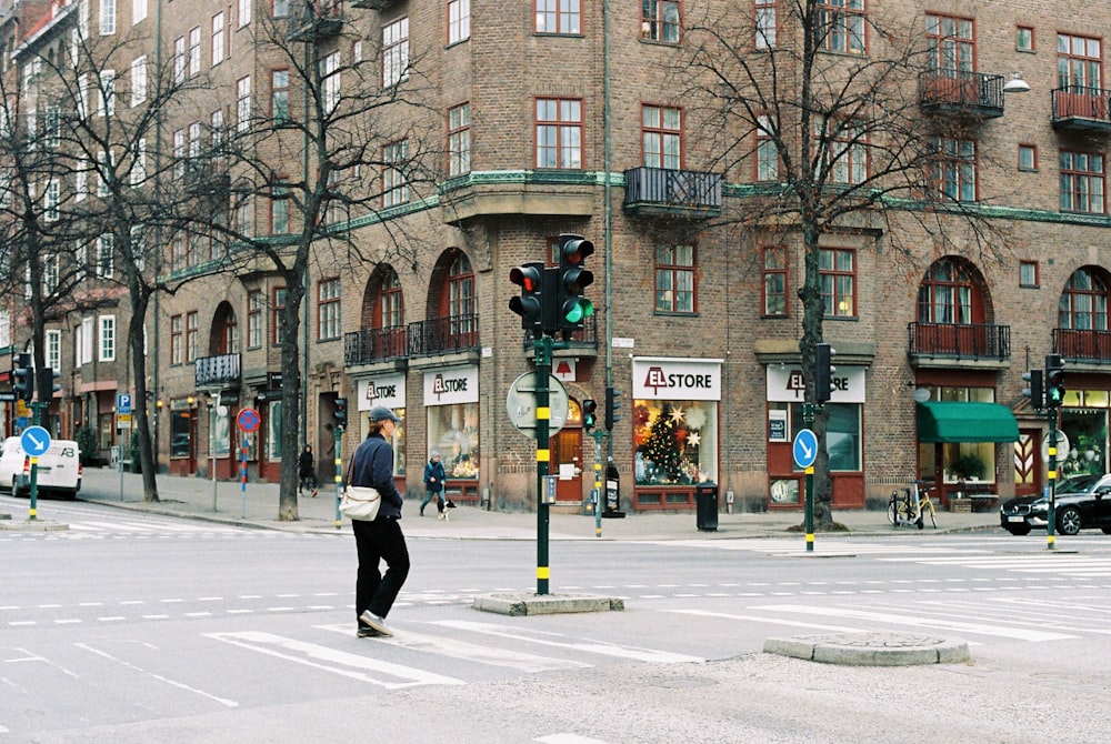 a person crossing the street