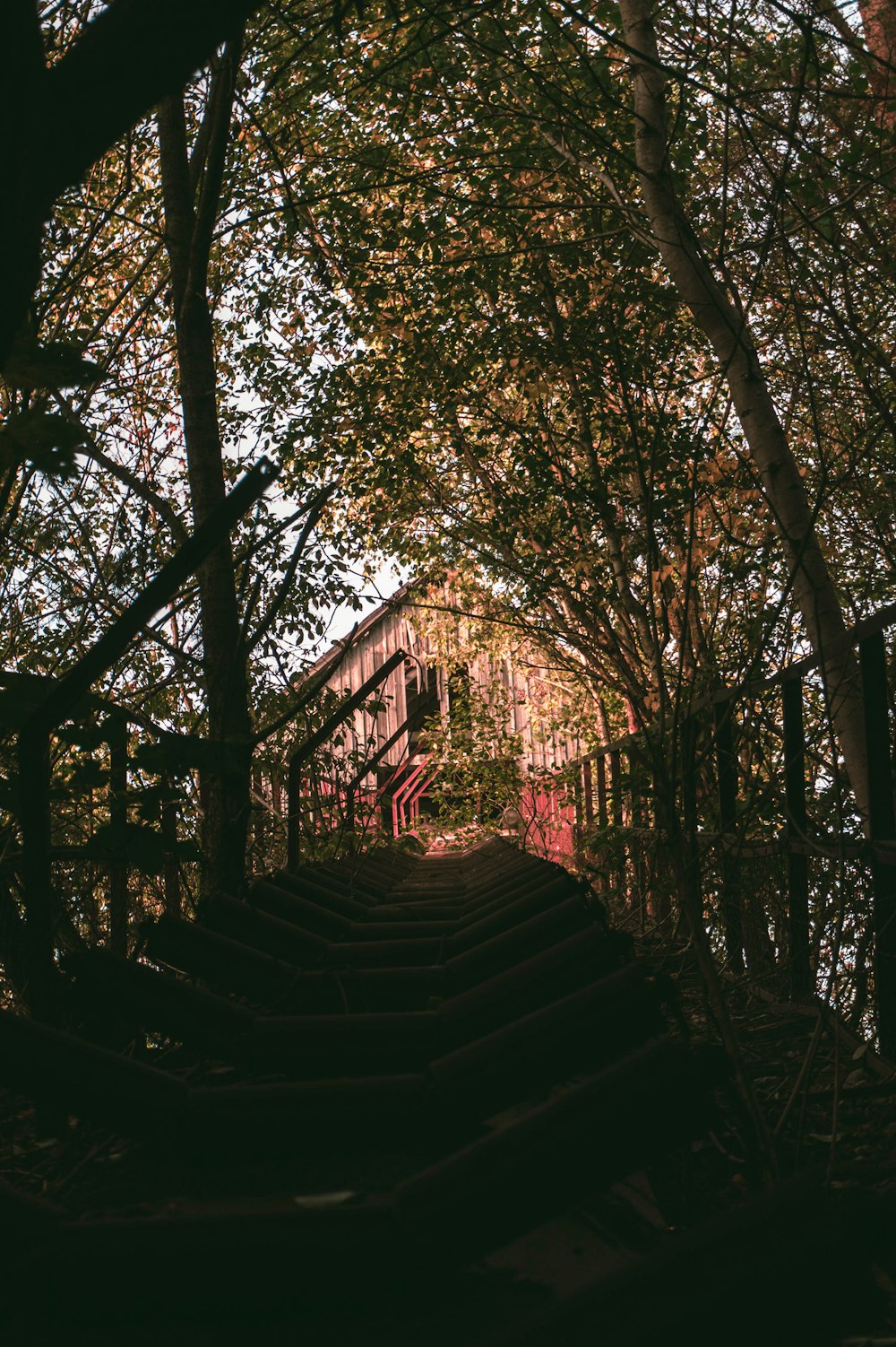 a stairway leading up to a building