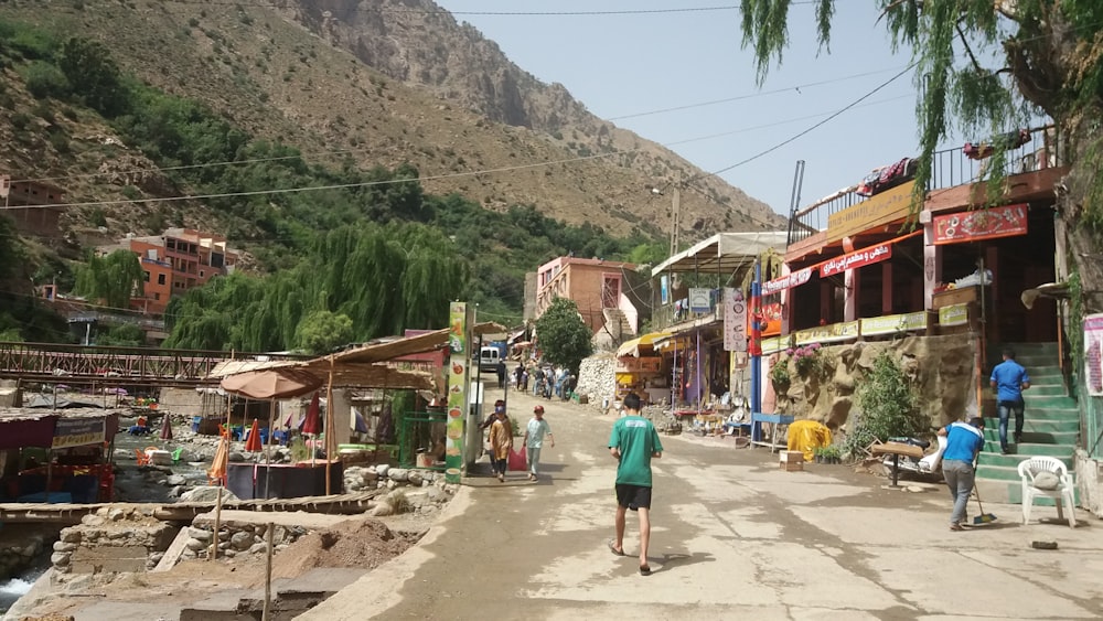 people walking on a street