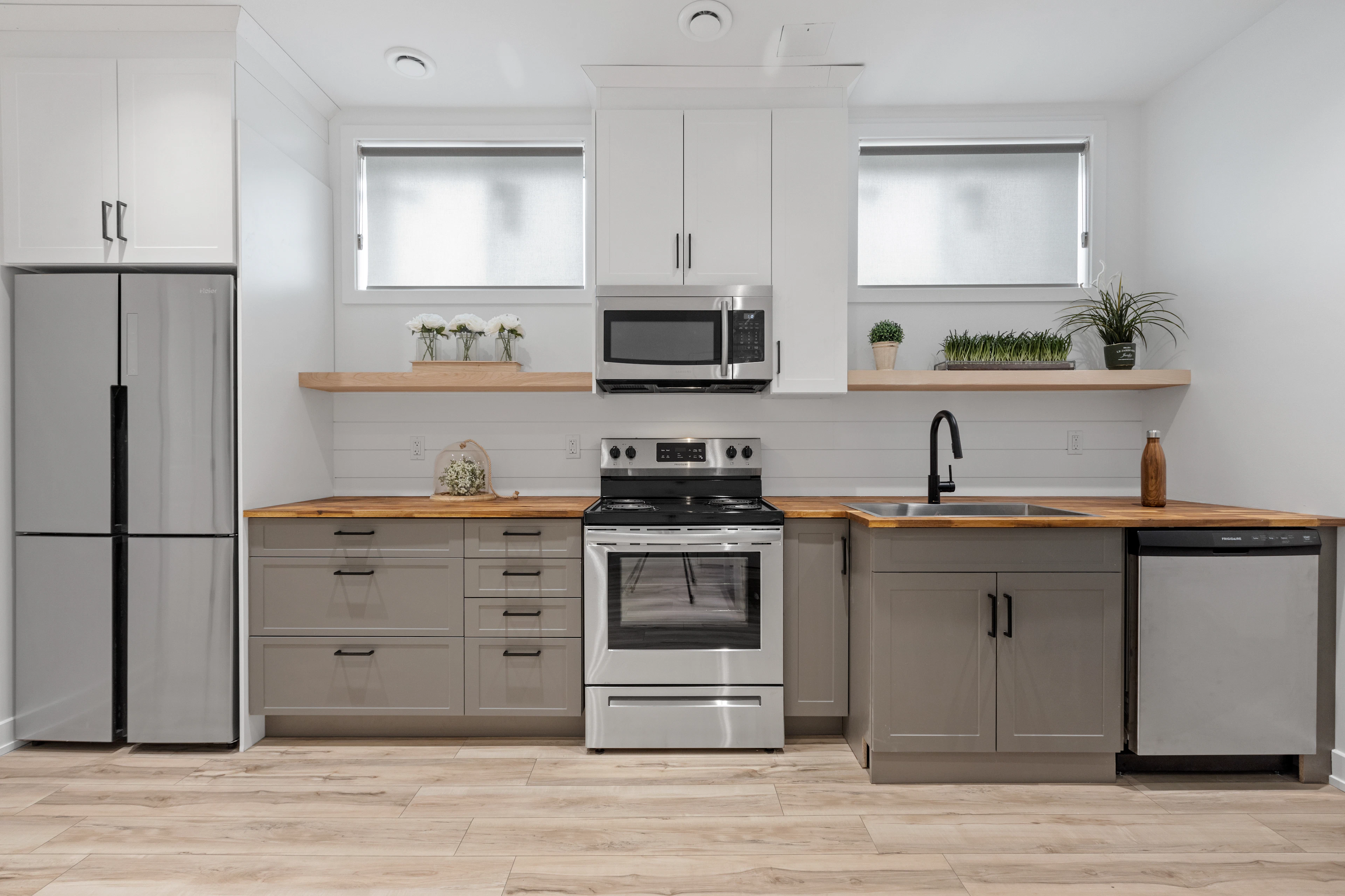 Kitchen with white cabinets