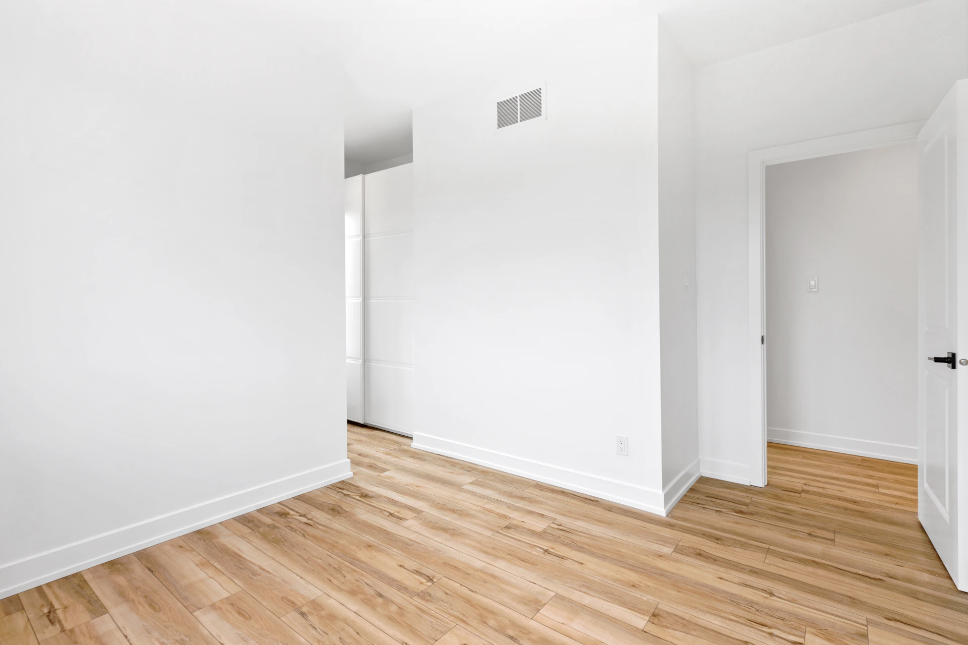 a room with white walls