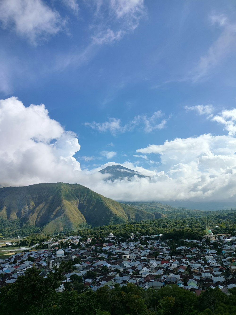 a town below a mountain