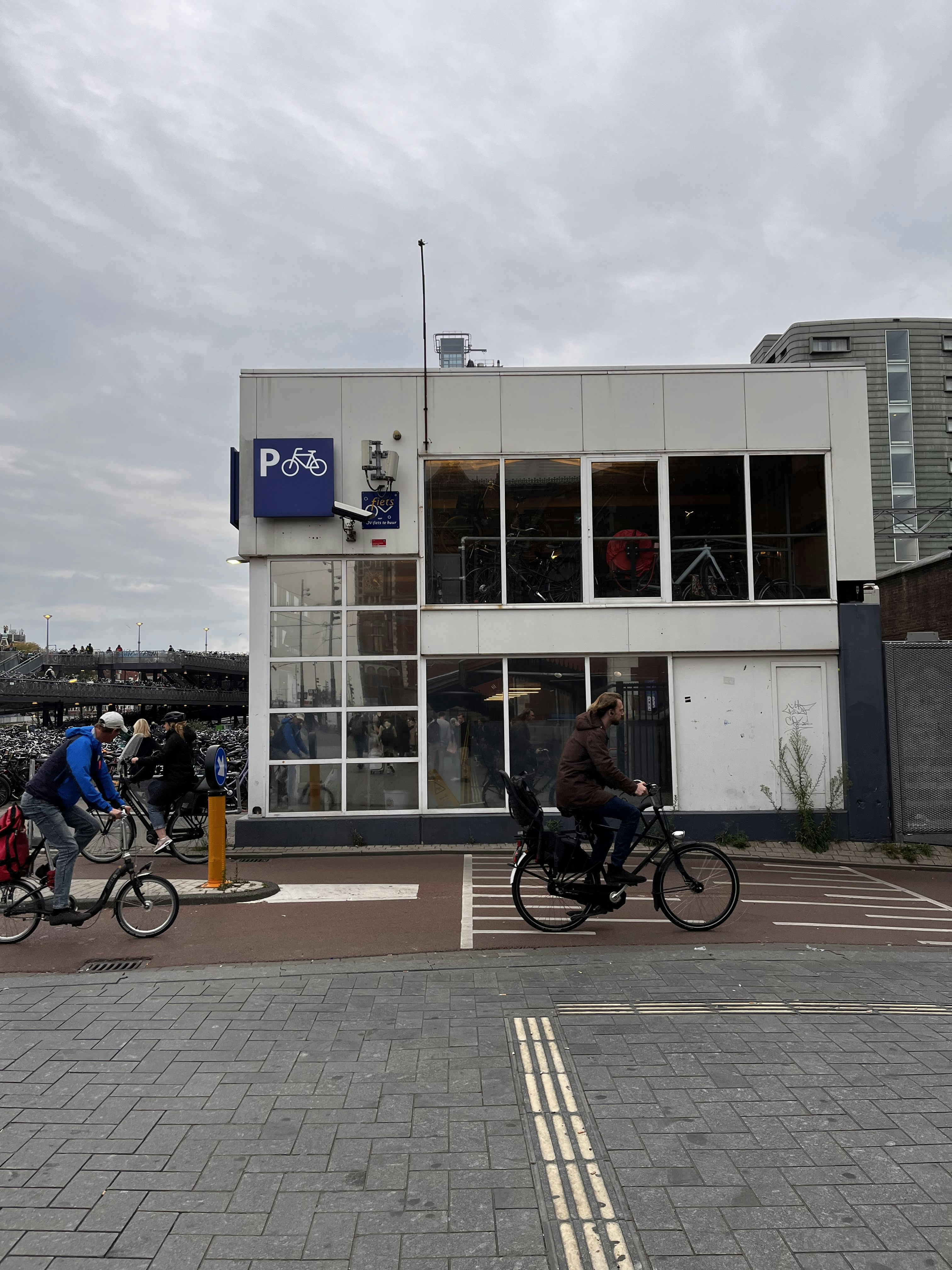 a group of people riding bikes