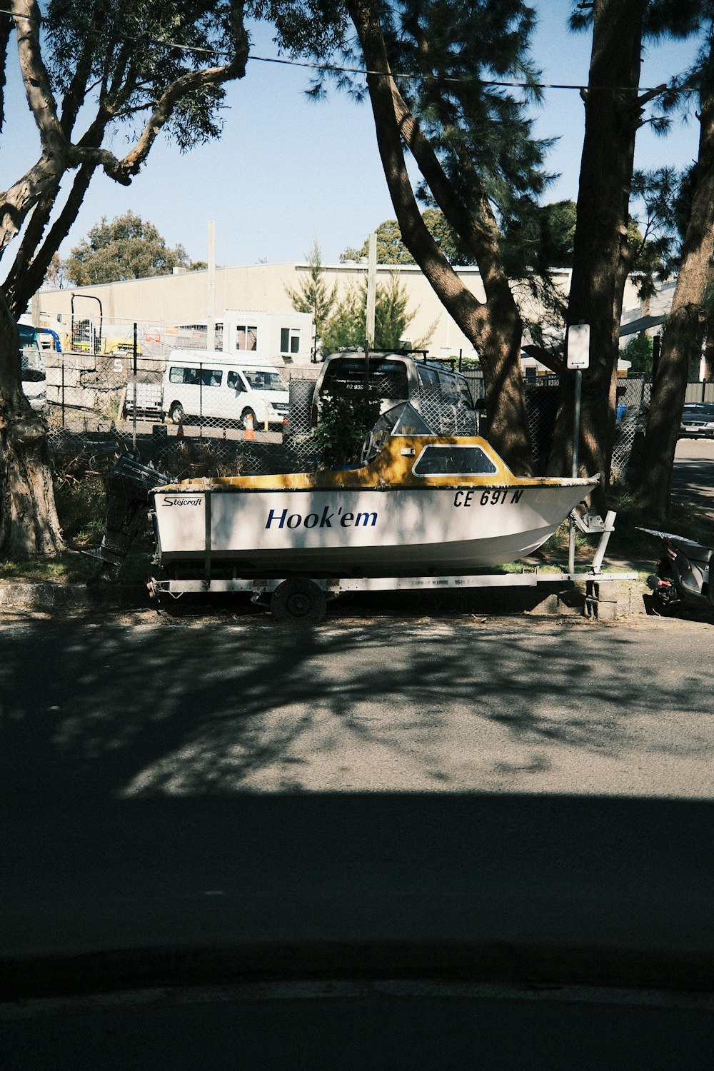 a boat on a trailer