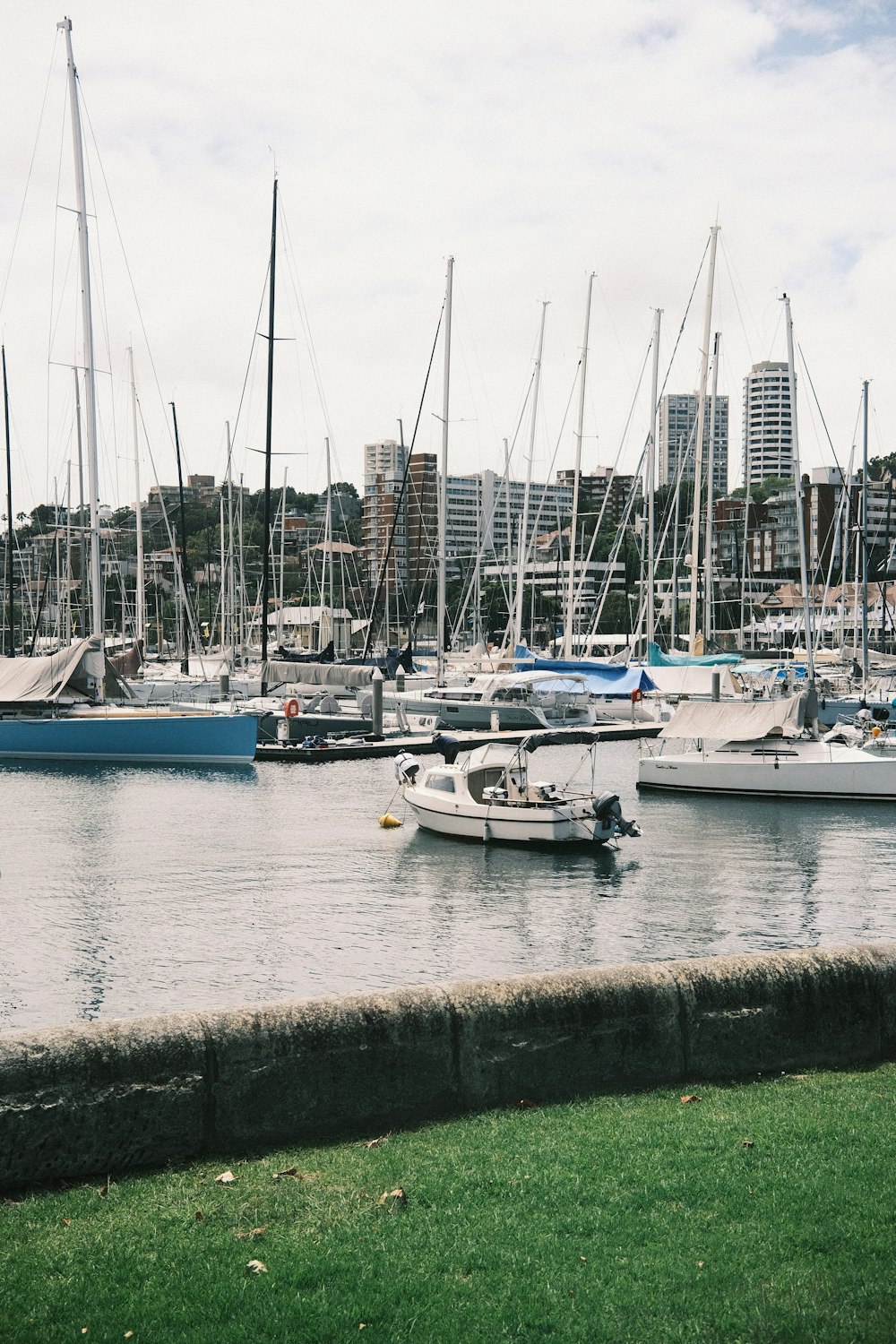 a group of boats in a harbor