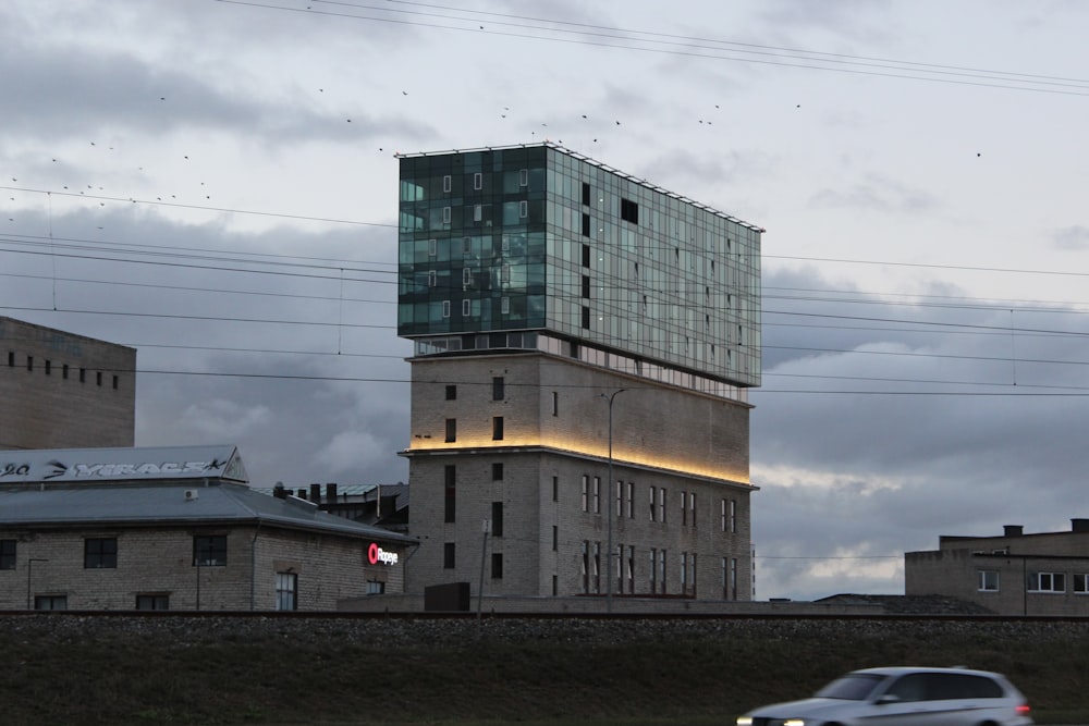 a building with a glass front