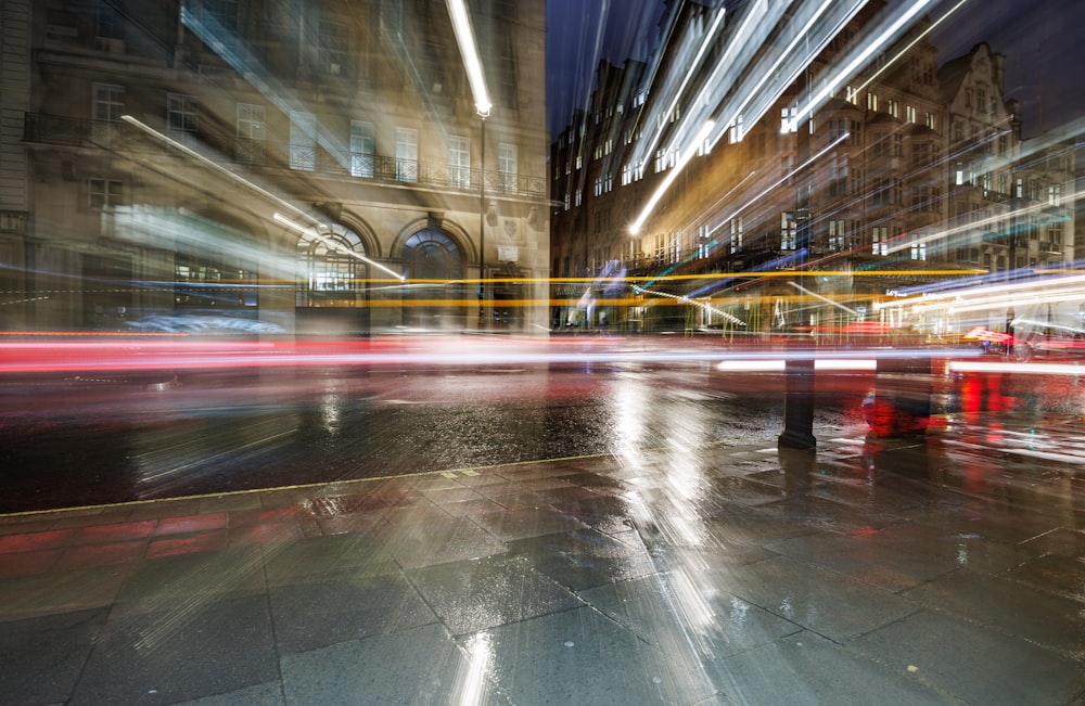 a city street at night