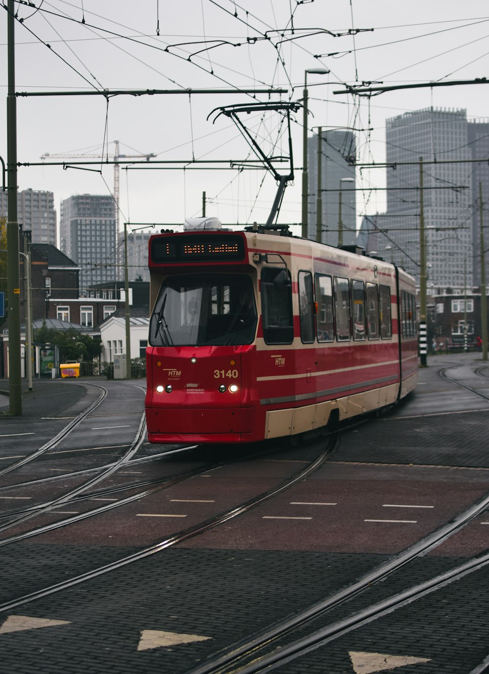 a red train on a track