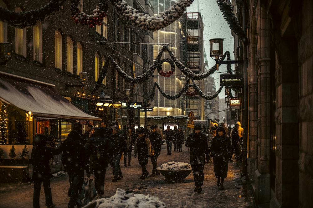 people walking in a street