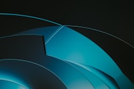 Minimalist composition of thin blue lines and blurred shapes creating a sense of depth and motion.